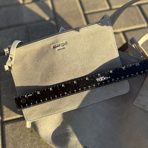 MARGOT NEW YORK JAMEE LEATHER SUEDE DOUBLE HANDLE TOTE BAG W MATCHING WALLET NWT - Picture 11 of 16